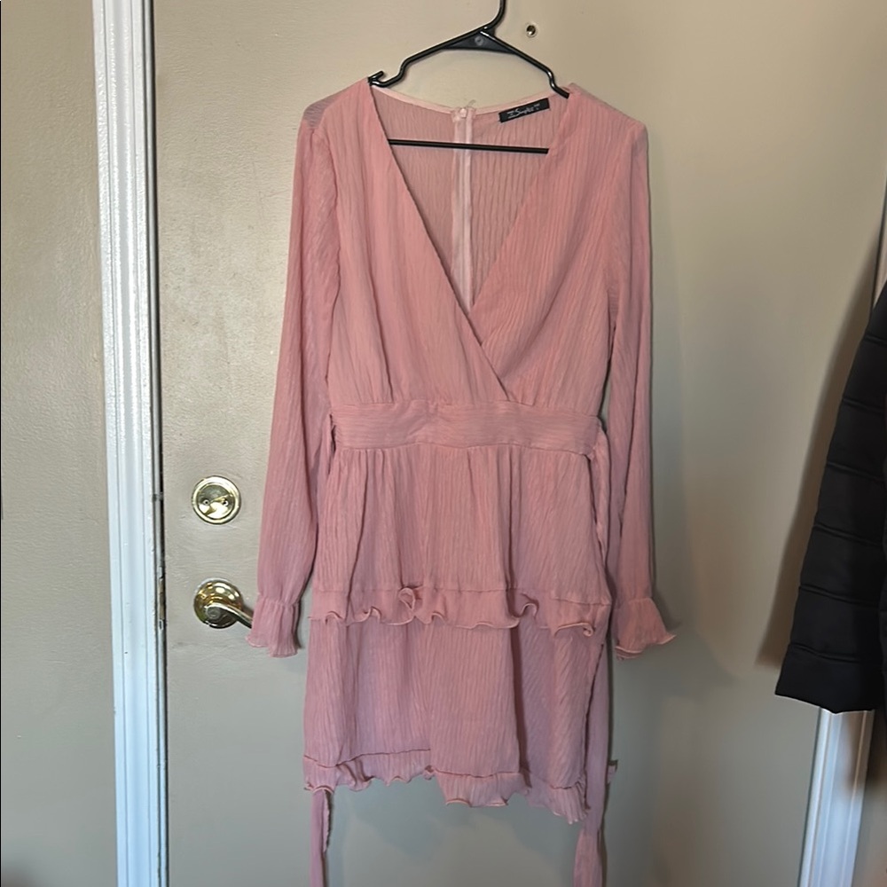 Elegant Pink Long Sleeve Dress